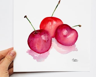 Cherries Watercolor Print