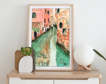 Watercolor Print Venice Canals "Color Reflections"