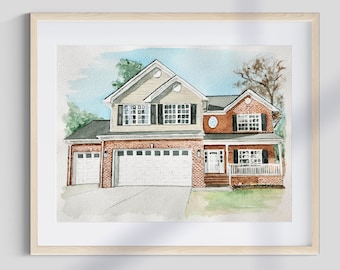 Hand-Painted Custom Watercolor House Portrait from Your Photo