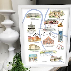 Nashville, Tennessee Watercolor City Art Print