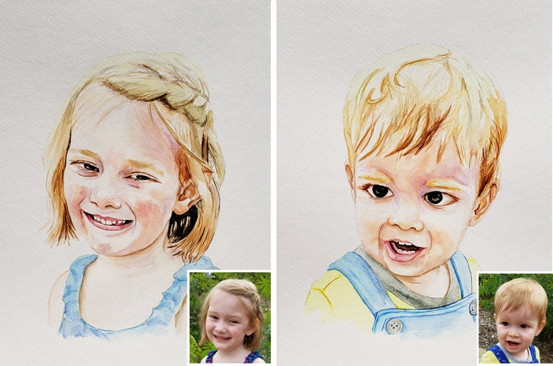 Handmålat akvarellporträtt från ditt foto bild 7