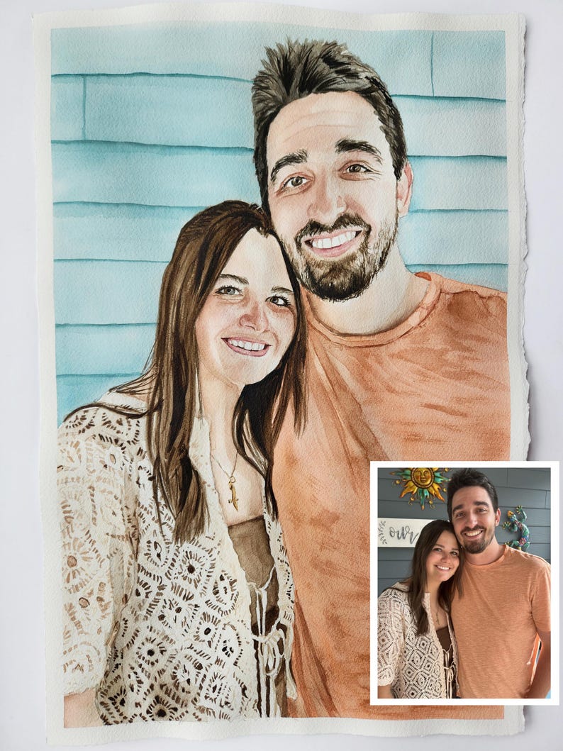 Handmålat akvarellporträtt från ditt foto bild 19