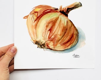 Onion Watercolor Print