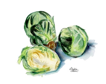 Brussel Sprouts Watercolor Print