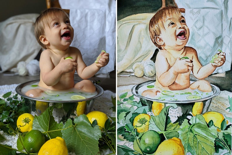 Handmålat akvarellporträtt från ditt foto bild 6