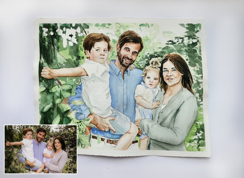 Handmålat akvarellporträtt från ditt foto bild 2