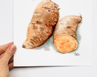 Sweet Potatoes Watercolor Print