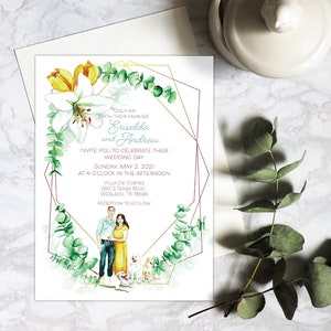 Fully Customizable Hand-Painted Watercolor Wedding Invitations