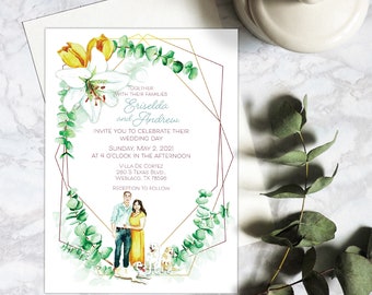 Fully Customizable Hand-Painted Watercolor Wedding Invitations