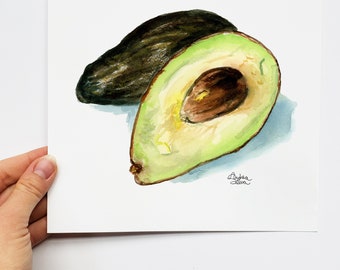 Avocado Watercolor Print