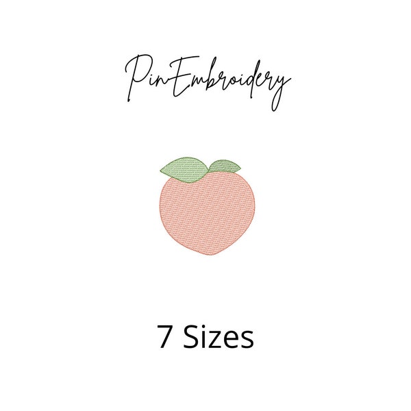 Peach Sketch Stitch Embroidery Design, Quick Stitch Fruit, Summer Embroidery Design, Cute Embroidery Files, 7 Sizes