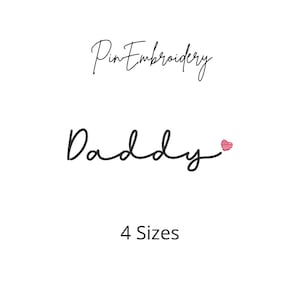 Daddy Heart Sketch Embroidery Design, Father's Day File (4 Sizes)