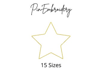 Star Outline Embroidery Design, Quick Stitch Stars, Shapes Embroidery, 15 Sizes
