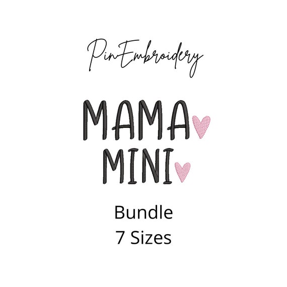 Mama and Mini Bundle Sketch Heart Embroidery Design, Sweater Designs, Quick Stitch, Mother's Day Files, Machine Embroidery, 7 Sizes
