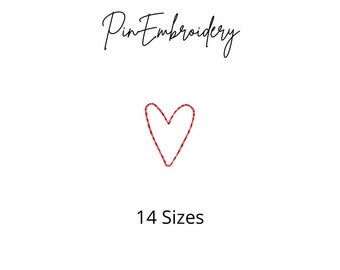 Heart Scribble Outline Design, Valentines Design, Heart Embroidery Design, Love Embroidery, Quick Stitch, 14 Sizes