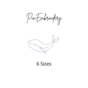 One Line Whale Embroidery Design, Whale Embroidery File, Quick Stitch Animal Embroidery, Machine Embroidery, 6 Sizes