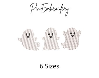 Disegno per ricamo a punto schizzo "Ghost Trio", punto rapido per Halloween (download digitale)