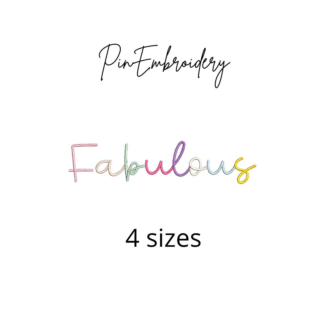 Fabulous Satin Script Embroidery Design, Multi Coloured (digital ...