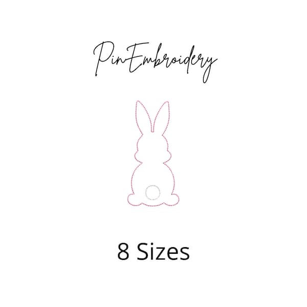 Bunny Outline Embroidery Design, Mini Bunny, Quick Stitch Rabbit, Easter Embroidery Design, Animal Embroidery Files, 8 Sizes