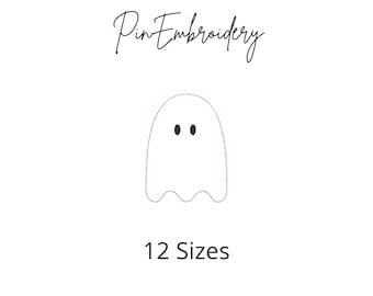 Disegno da ricamo con schizzo di un simpatico fantasma, punto veloce per Halloween (download digitale)