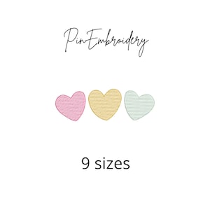 Three Hearts Sketch Stitch Embroidery Design, Valentines Love Files (9 Sizes) (Digital Download)
