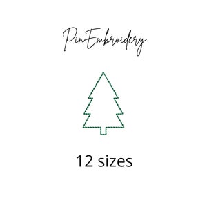 Christmas Tree Outline Backstitch Embroidery Design, Quick Stitch Embroidery, Xmas Tree Machine Embroidery, 12 Sizes