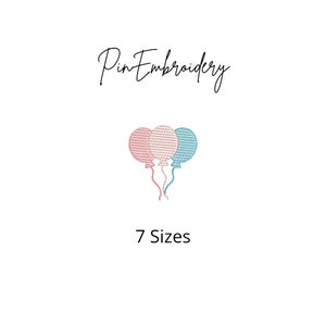 Balloons Sketch Stitch Embroidery Design, Quick Stitch Balloons, Birthday Machine Embroidery Files, Cute Embroidery Designs, 7 Sizes