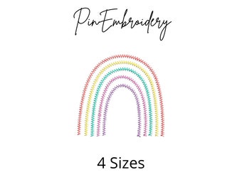 Boho Rainbow ZigZag Stitch Embroidery Design, Kids Embroidery Designs, Quick Stitch Rainbow, Machine Embroidery, Scribble Rainbow 4 Sizes