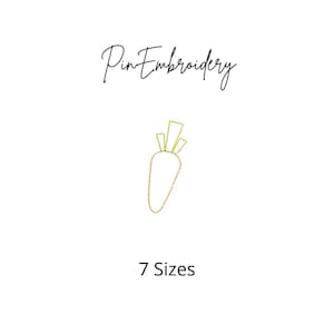 Carrot Outline Embroidery Design, Quick Stitch Easter File, Vegetable Embroidery, Machine Embroidery, 7 Sizes