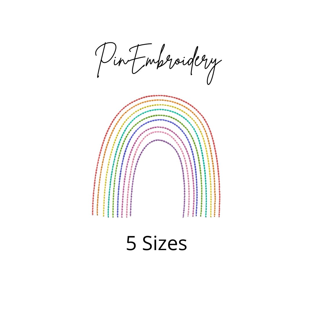 Boho Rainbow Backstitch Embroidery Design, Kids Embroidery Designs, Quick Stitch Rainbow, Machine Embroidery, Scribble Rainbow 5 Sizes