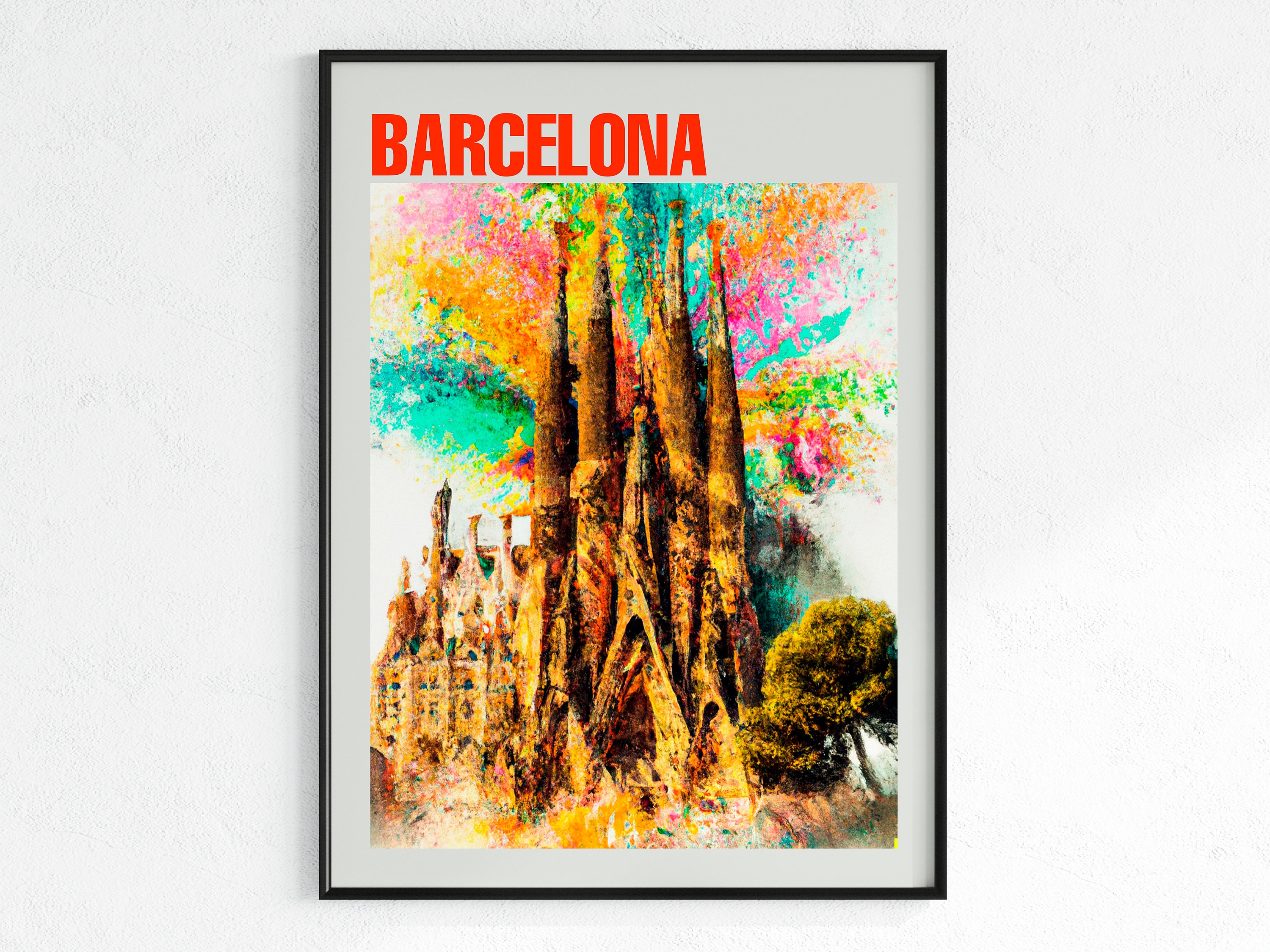Sagrada Familia Poster, Barcelona Print, Wall Art, Travel Gift, Vintage