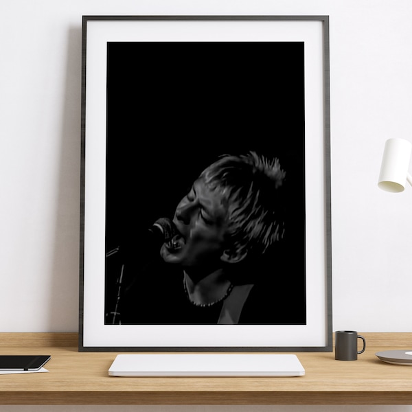 Thom Yorke-poster | Thom Yorke-afdruk | Zwart-wit | Radiohead-poster | Kunstafdruk | Minimalistisch | Vintage | Aangepast cadeau [inch/cm]