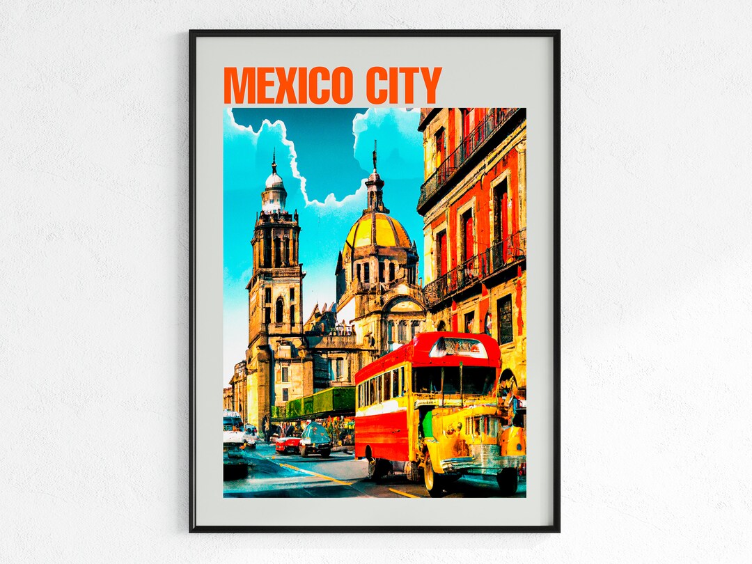Mexico City Poster, Mexico Wall Art, Vintage Print, Wall Art, Travel