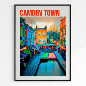 Camden Town Poster, London Print , Wall Art, Travel Gift, Vintage Travel Poster, United Kingdom poster