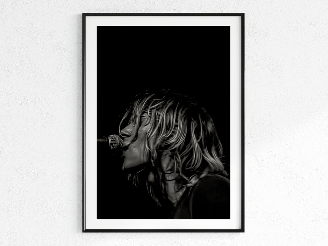Kurt Cobain Poster Kurt Cobain Print Black and White Nirvana Print ...