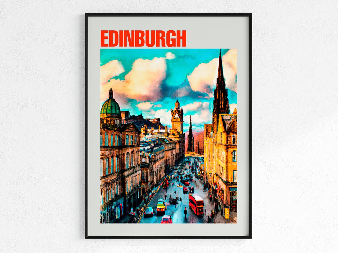 Edinburgh Poster, Edinburgh Print, Scotland Poster, Wall Art, Vintage