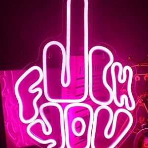 Custom LED Neon Sign Bespoke Signage Personalised Lighting Wall Decor Decoration f*ck you middle finger funny