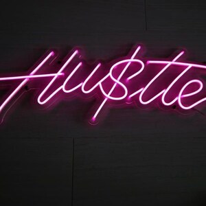 Hustle LED Neon *2 YEAR WARRANTY* Sign Light Bespoke Signage Lighting office business logo inspiring quote phrase entrepreneur dollar bar