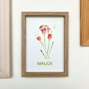 Anpassbare Vornamenskarte, Geburtskarte Maus, Poster Kinderzimmer, Geburtsgeschenk, Geburtstagskarte, Aquarell