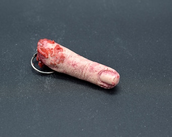 Realistic 1:1 scale HUMAN FINGER keychain in silicone