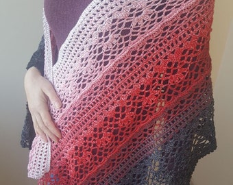 Modèle anglais de châle au crochet / Modèle d’enveloppement au crochet / Modèle d’enveloppement au crochet pour femmes / Modèle de châle pour femmes / Mode faite à la main