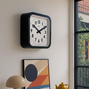 The Big Railway Black Clock - Wall Clock - Silent Clock - Steel Case - Cloudnola