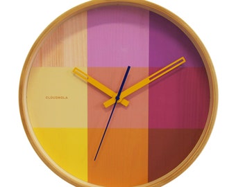 Kitchen clock Riso Graph Wooden Wall Clock - A Nordic-Inspired Boho Design Clock that Combines Screen Print Artistry with Timekeeping