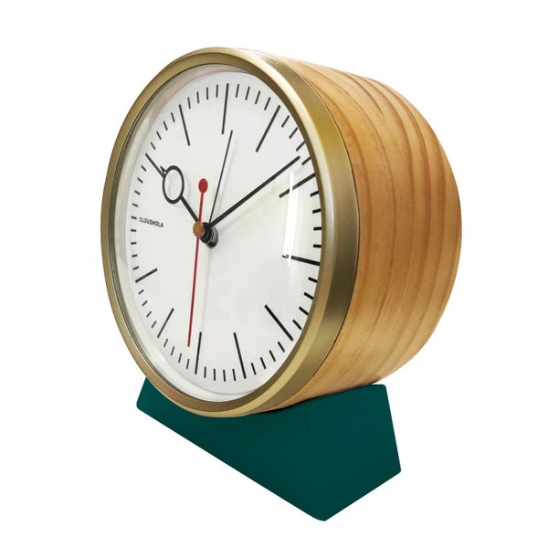 Cloudnola - Wooden alarm clock green - Modern - Bedside alarm clock - for compact designs suitable for bedside table