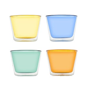 Rocks Colorful Giftset - Set of 4 Glasses - Double Wall Glass - Glasses 280ml-9.46oz