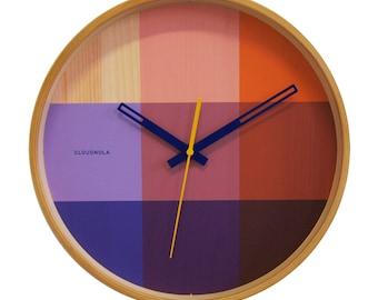 Keukenklok Riso Graph Houten Wandklok - Een Scandinavisch geïnspireerde Boho Design-klok die zeefdrukkunst combineert met tijdwaarneming