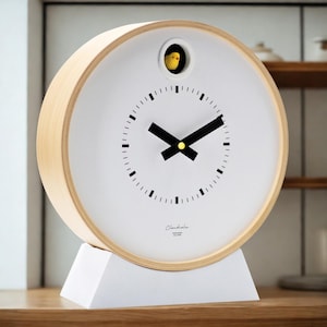 White Cuckoo Clock – Cloudnola Modern Dot Bird Clock for Contemporary Home Decor