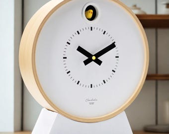 White Cuckoo Clock – Cloudnola Modern Dot Bird Clock for Contemporary Home Decor