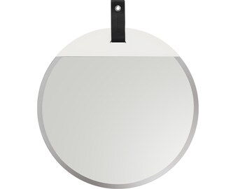 leather strapped mirror, contemporary mirror, wood mirror, room decor, boho mirror, round mirror, decorative mirror, modern mirror, SKU2001