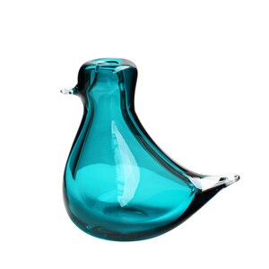 Crystal art glass : Cloudnola Bird Turquoise Mouthblown Vase - Whimsical Home Decor Accent